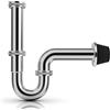 Omasi - Sifone universale in acciaio inox, a tubo, chiusura antiodore Plus da 1 1/4" x 32 mm, scarico su misura