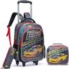 Egchescebo Zaino con Rotelle Bambini Trolley Zainetto Asilo Scuola Elementare Primaria 17" 3PCS Borsa Pranzo Portamatite Media Carrello Ruote Valigia Ragazzi Cavalcabile per Rullo Auto Giallo