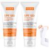 TaimeiMao 2 Pezzi Crema Solare SPF 100, con Maniche in Seta di Ghiaccio, Protezione Solare 100 SPF, Una Crema Solare Idratante, Non Grasso, Forte Protezione UVA/UVB, per Corpo e Viso Difesa