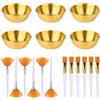 BOXOB Set di 18 Prodotti per Il Viso Estetista, Inclusi 6 Ciotole, 6 Pennelli a Ventaglio e 6 Pennelli Piatti Set Miscelare Maschere Il Viso per Uso Domestico in Centri Estetici (Oro)