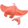 LES DÉGLINGOS PTIPOTOS by MENTALOU LA Raie Manta Maman/Bebe - Peluche ultra morbido, regalo per nascita di compleanno, Natale, 72 cm, corallo