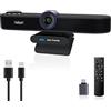 TONGVEO Webcam con zoom digitale 5x 4K con microfoni e altoparlanti, fotocamera ePTZ con telecomando e due microfoni, AI Auto Framing Webcam per conferenze Zoom, Skype, OBS, YouTube