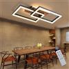 SEATAIN Plafoniera LED Soffitto legno dimmerabile, Vintage plafoniera Camera da Letto, Plafoniere rettangolare nera con telecomando, 48W 60cm 4800lm 3000K-6000K, Funzione di memoria, Luce notturna da 4W
