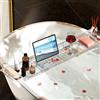 FEIGO Vassoio Vasca da Bagno in Acrilico,Vassoio per Vasca da Bagno Estensibile,Mensola vasca da bagno per Contenere iPad,Telefono,Bicchiere di vino e Libri, Trasparente 56.5-80 CM