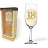 Dor BICCHIERE 18 ANNI Flute vetro glitter ORO Gadget idea regalo festa 18° Compleanno