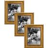 CABBEL Cornice portafoto 18x24 cm oro - Set da 3 - Cornice barocca in stile antico con vetro acrilico infrangibile - per foto, poster, certificati - elegante e decorativa