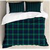 ABAKUHAUS Tartan Set Copripiumino, Scozzese Folklore Pattern, 3 Pezzi con 2 federe, 264 x 220 cm - 90 x 50 cm, Scuro Verde Nero