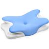 Ehomfory Cuscino Cervicale per Dormire, 2 in 1 Cuscino Ergonomico in Memory Foam, Cuscino per Supporto Cervicale con Federa Sfoderabile e Lavabile, 67x37x9/12 cm (Blu)