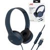 JVC HA-S33UC-A - Cuffie on-ear cablate USB-C con padiglioni morbidi, design pieghevole piatto, slide switch, telecomando 3 tasti e cavo anti-groviglio; ottime per chiamate - Blu