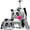 Meetbelify Zaino per Ragazze Zaino Trolley, Set di 3 pezzi Zaino Zaino con Ruote Borsa Pranzo e Astuccio Zaino Scuola Elementare per Bambini(5-12 anni)