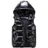 GIBZ Piumino Smanicato uomo con Cappuccio Lucido Caldo Gilet Imbottito con Tasche Cerniera Senza Maniche Casual per Invernale, Nero, L