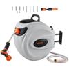 VEVOR Avvolgitubo Retrattile per Tubo da Giardino Avvolgitubo da Giardino Fissaggio da Parete Diametro 12 mm con Ugello a 9 Modelli, Sistema di Ritorno Riavvolgimento Staffa Girevole a 180°