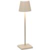 Zafferano, Lampada Poldina Micro, Lampada da Tavolo Ricaricabile e Senza Fili con Controllo Touch, Adatta per Salotto ed Esterni, Dimmer, 2200-3000 K, Altezza 27,5 cm, Colore Sabbia