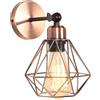 TOKIUS Lampada da Parete Interna Industriale Applique da parete Gabbia Interno E27 Metallo Lampadari e Plafoniere Cucina regolabile 180° Per Cucina Camera da letto (Ruggine, 1 pezzo)