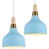 PETITES ECREVISSES Lampadario a Sospensione Moderno Lampadario da Soffitto Industriale Retro Lampade a sospensione Metallo e Legno Lampadario E27 per Cucina Sala da Pranzo Cucina Caffè (Azzurro-2 pezzi)