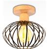 PETITES ECREVISSES Lampada da Soffitto Vintage Industriale Lampadario a Sospensione Interno E27 Lampadario in Metallo e Legno Lampada da Soffitto Moderna Ø220mm per Camera da Letto Cucina