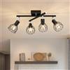 Kimjo Faretto da Soffitto Orientabili 350°, E14 Plafoniera LED Soffitto con 4 Luci, Nero Lampadario Faretti Moderno in Metallo per Soggiorno, Sala da Pranzo, Camera da Letto (Lampadina non Inclusa)