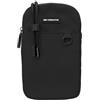 case&me borsetta a tracolla per smartphone, tracolla regolabile, zip, due tasche, nero