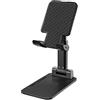 Celly, Supporto da Scrivania per Smartphone e Tablet Linea Black Label, Design Compatto e Richiudibile, Supporto Regolabile, Texture Anti-scivolo e Base con Auto-bilanciamento, Nero