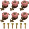 Wuuooei Pomelli in Ceramica per Mobili Vintage, 6 Pcs Maniglie per Mobili Retro, Pomelli Ceramica con Viti per Porte Armadietti Armadio Cassetti (6, Rosa)