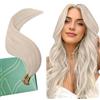 Ugeat Extension Capelli Veri Nanoring Biondi Corti Extension Nano Ring Capelli Veri Biondo Platino Corti Lisci 35 cm Effetto Volume Invisibili 50 ciocche 50grammi