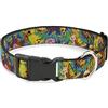 Buckle-Down Collare per cani con clip in plastica Scooby Doo e Shaggy Poses Munchies Tie Dye multi colore da 30,5 cm a 40,5 cm di larghezza
