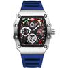 RORIOS Orologi da Polso Tonneau da Uomo Orologio Moda Quarzo Orologi Luminosi Analogico Orologio Sportivo Acciaio Inossidabile con Cinturino in Silicone Blu