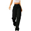 Generico Pantaloni Donna Cargo Elasticizzati Estivi Cargo Pantalone Casual Larghi Sportivi Pantaloni con Muti-Tasche Baggy Y2k Pantalone Comodi Trekking Combattimento Jogging Pants