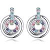 Crystalline Azuria Donna 18ct Placcato Oro Bianco Cristalli Colorato Rotondo Cerchio Orecchini a Lobo