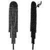 Clearine Orecchini a clip per Donne Moda Lunga Goccia Chandelier Scintilla Cristalli di Strass Nappe Pendente Nero-Fondo