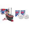 Vileda Turbo Mop Easy Wring & Clean con secchio a pedale, manico telescopico da 85-130 cm & Easywring e Clean Turbo Classico in Microfibra mop Refill Head, Microfibra, White, Twin Pack
