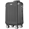 POSH Valigia rigida con ruote trolley bagaglio a mano, grande, media, piccola in ABS, Set di valigie leggere da 3 pezzi nelle misure M-L-XL (nero, M)