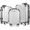 POSH Valigia rigida con ruote trolley bagaglio a mano, grande, media, piccola in ABS, Set di valigie leggere da 3 pezzi nelle misure M-L-XL (argento, SET)