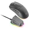 Mars Gaming MM‑T3, Mouse Wireless Ultralight, Bluetooth 5.0 + 2.4 GHz + Cavo, Sensore Ottico PIXART PAW3104PRO 14400 DPI, Base di Ricarica Magnetica RGB, Switch Huano, Software di Controllo, Nero