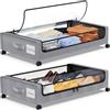 SPEEDEVE 2 Pezzi Contenitori Sottoletto con Ruote 50L Cassettiera con PVC Coperchio Salvaspazio Organizer per Vestiti Scarpe Libri Giocattoli Coperte,Grigio,2 pezzi