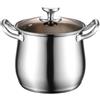 Eawfgtuw Pentola in acciaio inox con coperchio in vetro, 22 cm, pentola per zuppa di grande capacità, per piano cottura a induzione, cottura a vapore, tagliatelle per pasta stufata per 3-4 persone
