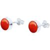 GEMS VIBES Orecchini a bottone in corallo rosso Gems Vibes per donna, in argento sterling 925, fatti a mano, regalo di compleanno per lei, anello con pietra preziosa Boho