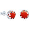 GEMS VIBES Orecchini a bottone in corallo rosso Gems Vibes per donna, in argento sterling 925, fatti a mano, regalo di compleanno per lei, anello con pietra preziosa Boho