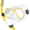 QcoQce Set da snorkeling asciutto, anti-appannamento e panoramica, con maschera da snorkeling professionale, con boccaglio morbido, set da snorkeling per adulti(giallo)