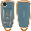 OFF WE GO Custodia Chiave Cover Chiave Guscio Chiavi per Ford MK4 Mk8 Kuga Fiest Focus Galaxy Transit Custom Connect Tourneo Mondeo Coprichiave Macchina TPU Telecomando Auto Portachiavi, Oro Blu