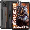 OUKITEL RT3 PRO Rugged Tablet - 8 HD Schermo Android 14-16GB RAM + 128GB ROM/TF 1TB Tablet PC MTK6769 Octa-Core 5150mAh 16MP+8MP Camera Tablet Impermeabile IP68/Dual SIM 4G/Face ID/Arancio