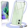 Coiwxmoi Cover per Motorola Moto G54 5G con Cordino 6,5,Trasparente Custodia con Laccio Tracolla Corda Catena Cinghia,Ultra Morbido Silicone TPU Antiurto Case, Viola