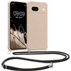 kwmobile Custodia Compatibile con Google Pixel 8a Cover - Back Case in Silicone TPU - Protezione Smartphone con Cordino - crema
