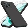 jrester Cover per Honor 400 Lite 5G con 3 Vetro Temperato Pellicola Protettiva, Nero Morbido Silicone Protettiva Custodia per Honor 400 Lite 5G