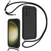 Coalbooliy Cover per Samsung Galaxy S23 Ultra 5G 6,8 con Cordino per Cellulare, Custodia Silicone con Regolabile Collana Sottile Morbida Case Protezione della fotocamera Antiurto con Necklace, Nero