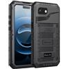 Beeasy Cover per iPhone 17E / 16E IP68 Impermeabile Custodia Militare Antiurto Resistente 360° Metallo Armor Protezione Schermo Integrata Rugged Robusta Indistruttibile Subacquea Antipolvere Nero