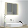 TREISL Armadietto a Specchio da Bagno Casa con Luci LED Rovere Sonoma 60x12x45 cm Contemporaneo Mobiletto del Bagno con Ripiani Ampio Spazio Portaoggetti Elegante Mobile Portagioielli a Specchio
