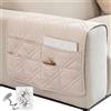 SHUOJIA Copribraccioli, copri braccioli con 6 tasche per braccioli, fodera per poltrona per telecomando TV, reclinabile per animali domestici (beige, 50 x 90 cm)