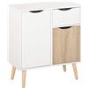 HOMCOM Credenza - Mobile portaoggetti design scandinavo con 2 cassetti scorrevoli in legno, colore: Bianco rovere chiaro
