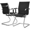 COSTWAY Set di 2 Sedie Visitatori Ergonomica, Sedie da Ufficio Cantilever, Poltrona Ufficio con Braccioli, con Telaio in Metallo Robusto, per Scrivania Conferenza, Sala d'Attesa, Nero